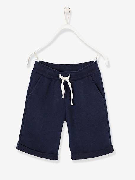 Jongensbermuda van molton chambrayblauw+Donkerblauw+pecannoot - vertbaudet enfant 