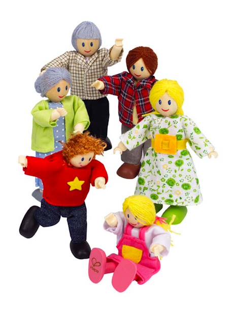 Familie van 6 houten poppen van Hape VEELKLEURIG - vertbaudet enfant 