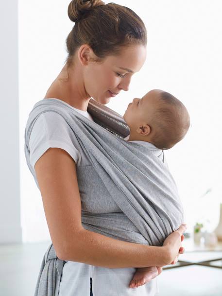 Draagdoek VERTBAUDET beige, bedrukt+GRIJS CHINE PUCE+ivoor blaadjes+wit, bedrukt - vertbaudet enfant 