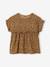Meisjesblouse met print van katoengaas beige+grijsblauw - vertbaudet enfant 