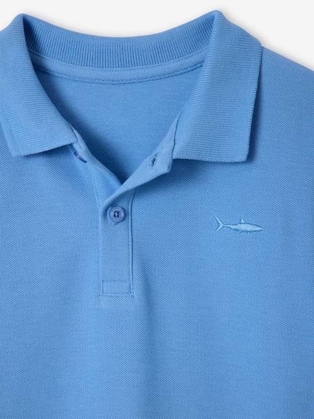 Poloshirt met korte mouwen voor jongens met borduurwerk op de borst blauw+lichtgeel+lichtkaki+MARINEBLAUW+terracotta+wit - vertbaudet enfant 