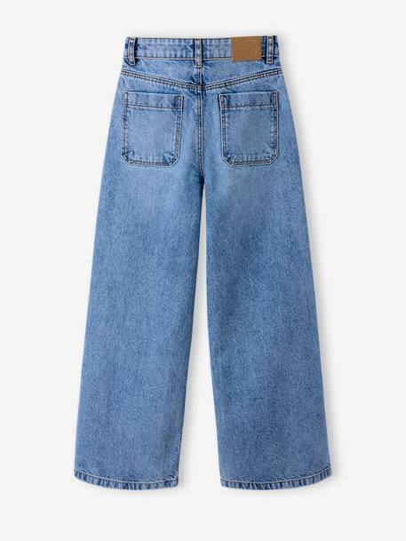 Meisjesjeans met destroyed effect JONEN lichtblauw+middenblauw - vertbaudet enfant 