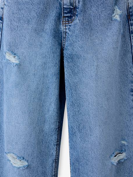 Meisjesjeans met destroyed effect JONEN lichtblauw+middenblauw - vertbaudet enfant 