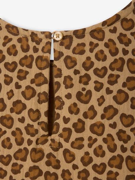 Meisjesblouse met print van katoengaas beige+grijsblauw - vertbaudet enfant 