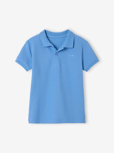Poloshirt met korte mouwen voor jongens met borduurwerk op de borst blauw+lichtgeel+lichtkaki+MARINEBLAUW+terracotta+wit - vertbaudet enfant 