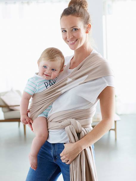 Draagdoek VERTBAUDET beige, bedrukt+GRIJS CHINE PUCE+ivoor blaadjes+wit, bedrukt - vertbaudet enfant 