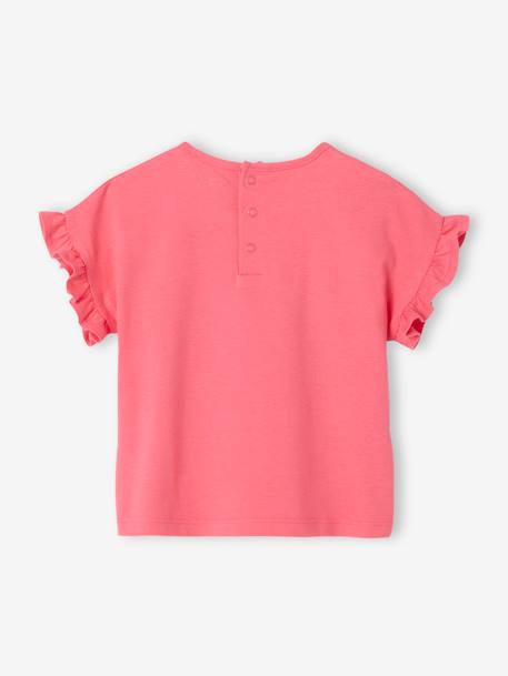 Babyshirt met ruches aan de mouwen en fruitmotief snoepjesroze - vertbaudet enfant 