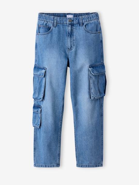 Denim loose battle jongensbroek denimgrijs+gebleekt denim - vertbaudet enfant 
