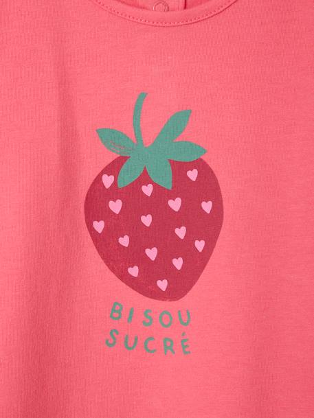 Babyshirt met ruches aan de mouwen en fruitmotief snoepjesroze - vertbaudet enfant 