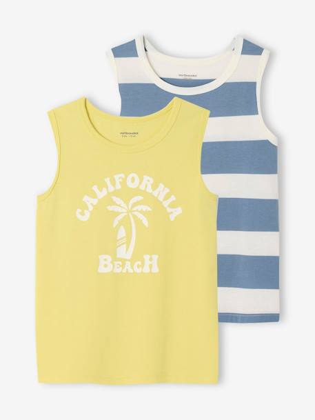 Set van 2 tanktops voor jongens veel geel+veel groen - vertbaudet enfant 