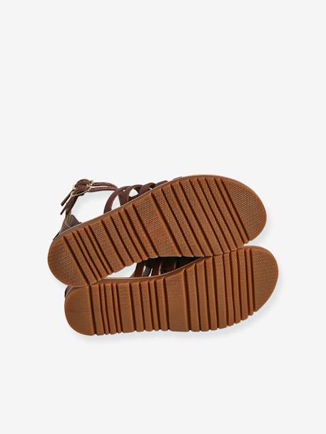 Spartaanse leren sandalen voor kinderen, kleuterschoolcollectie bruin - vertbaudet enfant 