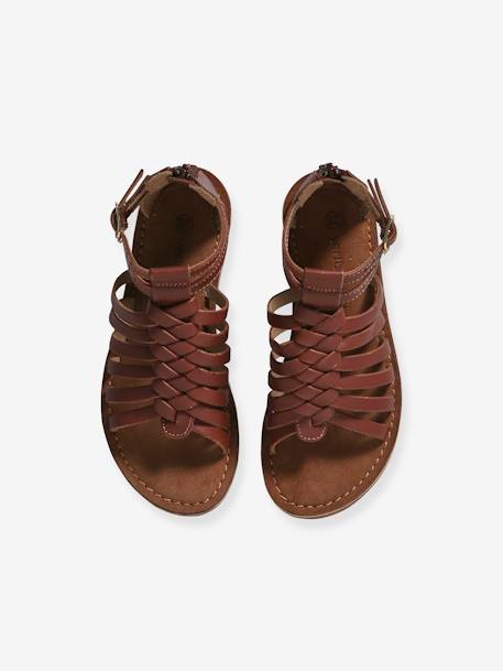 Spartaanse leren sandalen voor kinderen, kleuterschoolcollectie bruin - vertbaudet enfant 