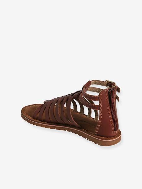 Spartaanse leren sandalen voor kinderen, kleuterschoolcollectie bruin - vertbaudet enfant 