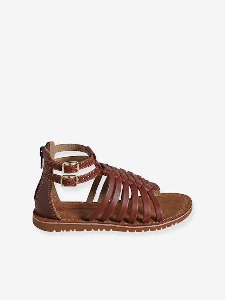 Spartaanse leren sandalen voor kinderen, kleuterschoolcollectie bruin - vertbaudet enfant 