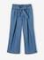 Wijde 'paperbag'-driekwartmeisjesbroek van licht denim double stone+middenblauw - vertbaudet enfant 