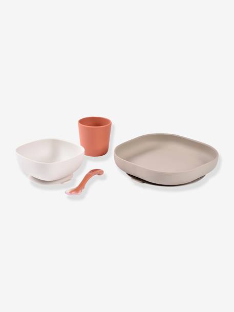 Serviesset 4 items silicone BEABA blauw+EUCALYPTUS+GEEL+terracotta - vertbaudet enfant 