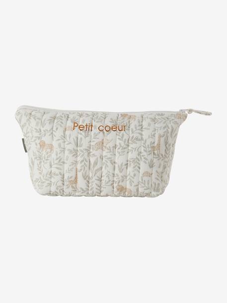 Toilettas voor kind in katoengaas beige, bedrukt+grijsblauw+print bloemen zolder+roze, bedrukt - vertbaudet enfant 