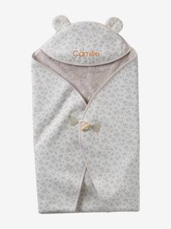 -Plaid met capuchon voor baby van molton, gevoerd met pluche