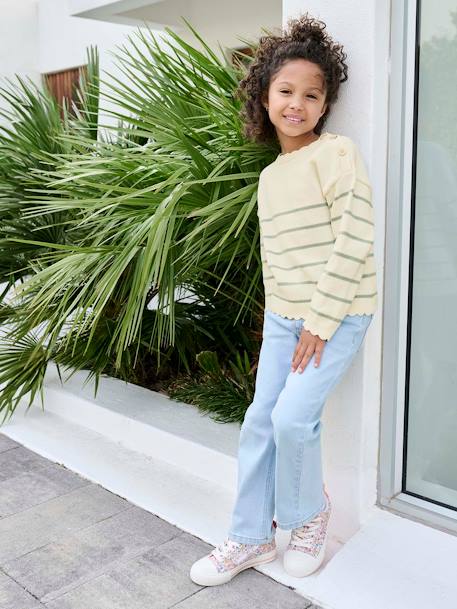 Wijde tregging voor meisjes van denim denimgrijs+donkerblauw+lichtblauw+middenblauw - vertbaudet enfant 