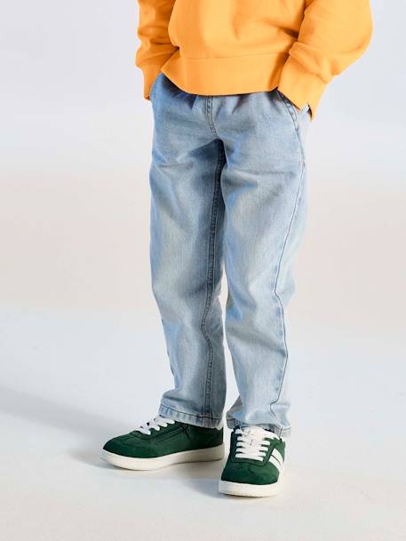 Wijde jongensbroek, eenvoudig aan te trekken gebleekt denim+grijs+ongewassen denim+stone - vertbaudet enfant 