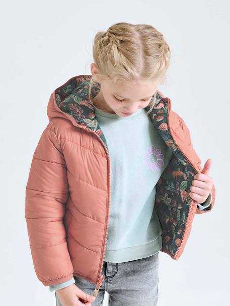 Omkeerbaar lichtgewicht donsjack voor meisjes smaragdgroen - vertbaudet enfant 