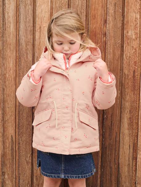 3-in-1 parka voor meisjes lichtroze - vertbaudet enfant 
