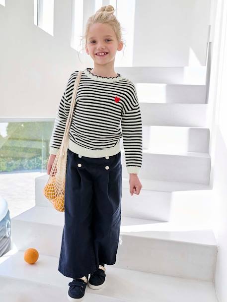 Gestreepte meisjestrui grijsblauw+marineblauw - vertbaudet enfant 