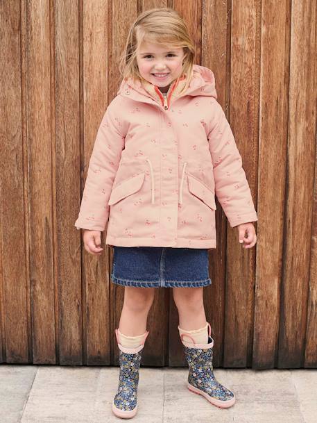 3-in-1 parka voor meisjes lichtroze - vertbaudet enfant 