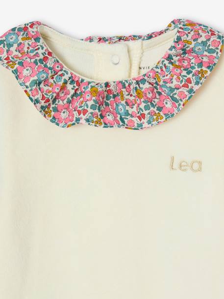 Pyjama van fluweel en Liberty-stof, te personaliseren ENVIE DE FRAISE ecru - vertbaudet enfant 
