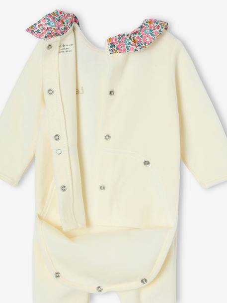 Pyjama van fluweel en Liberty-stof, te personaliseren ENVIE DE FRAISE ecru - vertbaudet enfant 