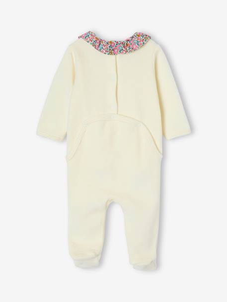 Pyjama van fluweel en Liberty-stof, te personaliseren ENVIE DE FRAISE ecru - vertbaudet enfant 
