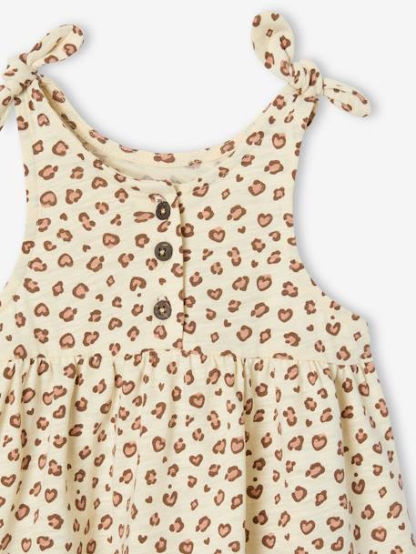 Gedrukte babyjurk met schouderbandjes vanille - vertbaudet enfant 
