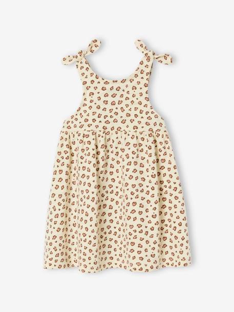 Gedrukte babyjurk met schouderbandjes vanille - vertbaudet enfant 