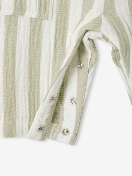 Gestripte katoenen baby romper groen, gestreept - vertbaudet enfant 
