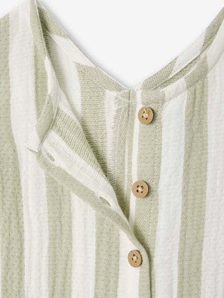 Gestripte katoenen baby romper groen, gestreept - vertbaudet enfant 