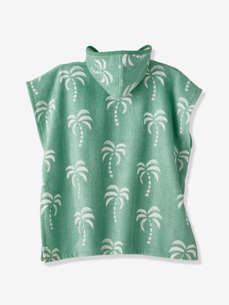 Gepersonaliseerde bad-/strandponcho voor kinderen, met gerecycled katoen blauw, geruit+lila+mintgroen - vertbaudet enfant 
