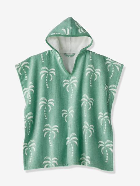 Gepersonaliseerde bad-/strandponcho voor kinderen, met gerecycled katoen blauw, geruit+lila+mintgroen - vertbaudet enfant 