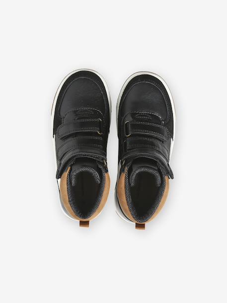 Hoge kindersneakers met klittenband ongewassen denim+zwart - vertbaudet enfant 