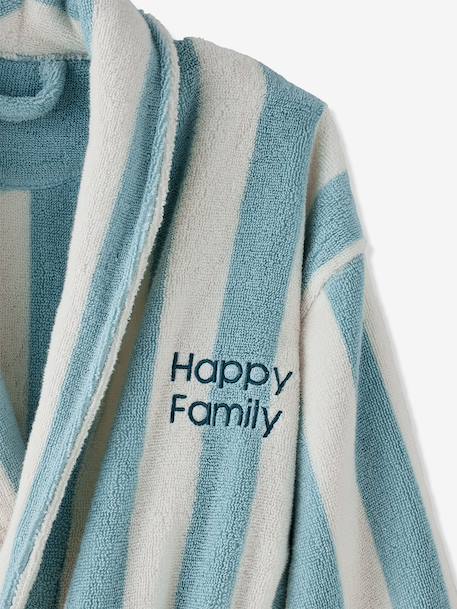 Gestreepte badjas voor volwassenen TRANSAT familie-capsulecollectie, personaliseerbaar, met gerecycled katoen blauw, gestreept+groen, gestreept+roze, gestreept - vertbaudet enfant 