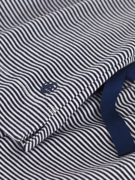 Pyjama kind met korte mouwen en wijde pijpen, gestreept PETIT BATEAU marineblauw - vertbaudet enfant 