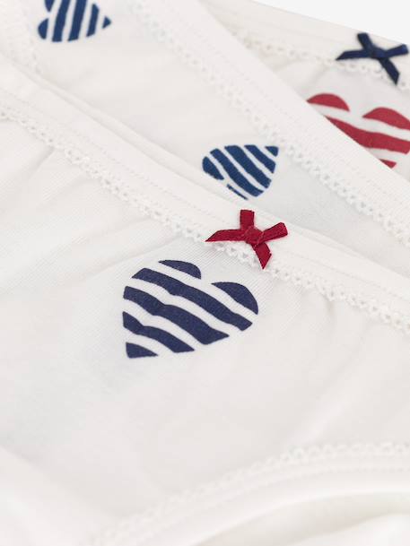 Set van 3 meisjesonderbroeken in katoen met hartjesprint PETIT BATEAU wit - vertbaudet enfant 