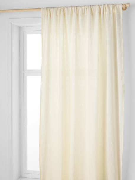Katoenen gaasbuisgordijn ecru+grijsblauw+kaneel+mokka+roze (poederkleur)+rozen+saliegroen+wit - vertbaudet enfant 