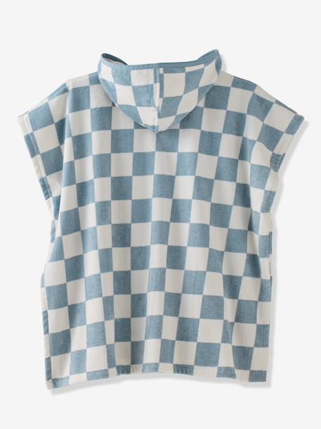 Gepersonaliseerde bad-/strandponcho voor kinderen, met gerecycled katoen blauw, geruit+lila+mintgroen - vertbaudet enfant 
