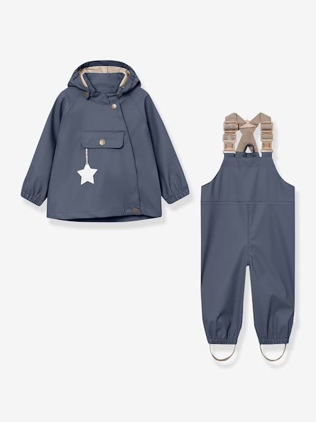 Kinderset: regenjas & waterdichte broek MATWAINIS donkerblauw+groen - vertbaudet enfant 