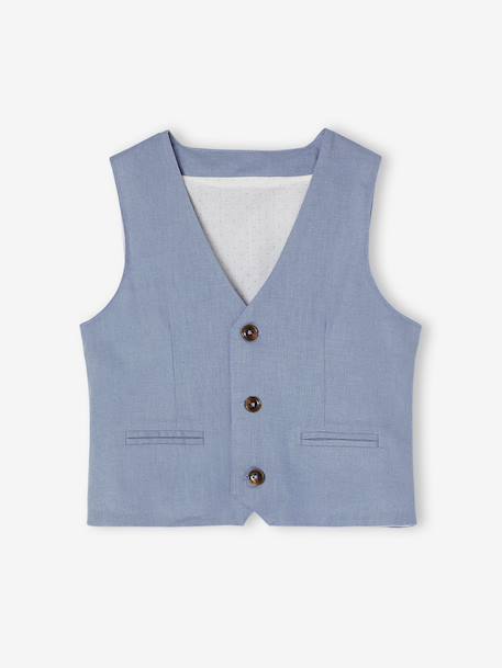 Mouwloos feestelijk jasje voor jongens katoen/linnen beige+blauw+donker marineblauw+lichtbeige+saliegroen - vertbaudet enfant 