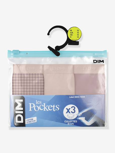 Set van 3 slipjes for girls van stretchkatoen Les Pockets rozen - vertbaudet enfant 