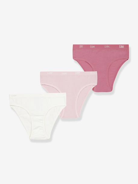 Set van 3 slipjes for girls Les Pockets Ecodim rozen+wit - vertbaudet enfant 