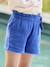 Meisjesshort in 'paperbag'-stijl, van katoengaas beige+felblauw+koraal+saliegroen - vertbaudet enfant 