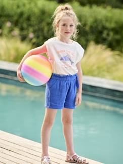 -Meisjesshort in "paperbag"-stijl, van katoengaas