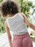 Meisjessweater in ribstof beige+blauw, gestreept+ecru+saliegroen - vertbaudet enfant 